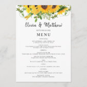 Rustic Boho Sunflower Floral Bouquet Wedding Menu (Voorkant)