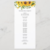 Rustic Boho Sunflower Floral Bouquet Wedding Programmakaart (Achterkant)