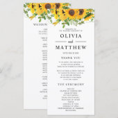 Rustic Boho Sunflower Floral Bouquet Wedding Programmakaart (Voorkant / Achterkant)