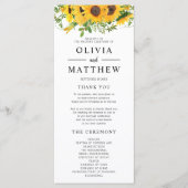 Rustic Boho Sunflower Floral Bouquet Wedding Programmakaart (Voorkant)