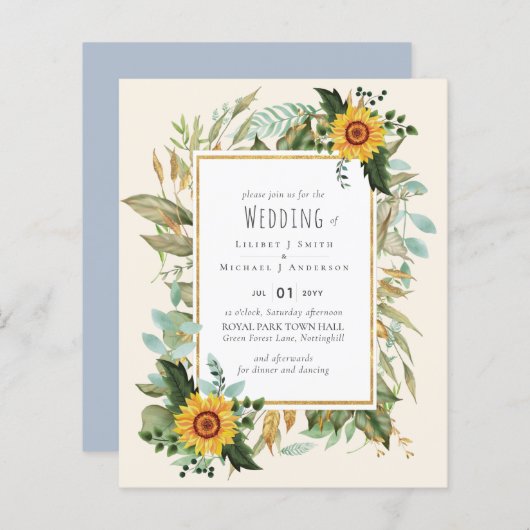 Rustic BOHO Sunflower Greenery Wedding (Voorkant / Achterkant)