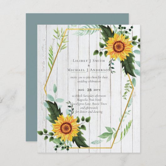 Rustic BOHO Sunflower Greenery Wedding (Voorkant / Achterkant)
