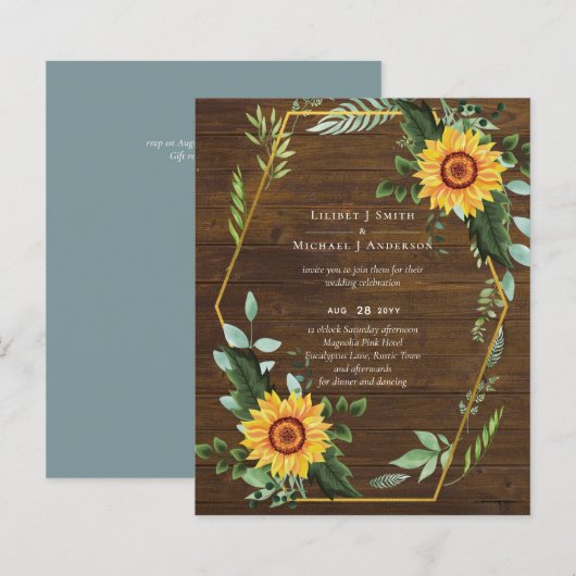 Rustic BOHO Sunflower Greenery Wedding (Voorkant / Achterkant)