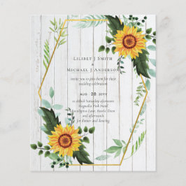 Rustic BOHO Sunflower Greenery Wedding Flyer