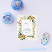 Rustic BOHO Sunflower Greenery Wedding Flyer (Enkel)