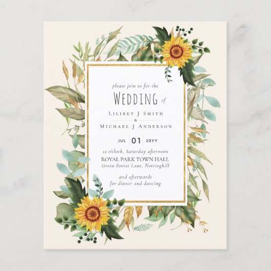 Rustic BOHO Sunflower Greenery Wedding Flyer (Voorkant)