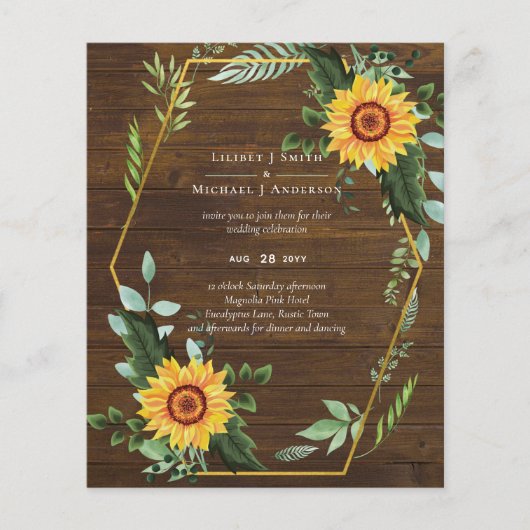 Rustic BOHO Sunflower Greenery Wedding Flyer (Voorkant)