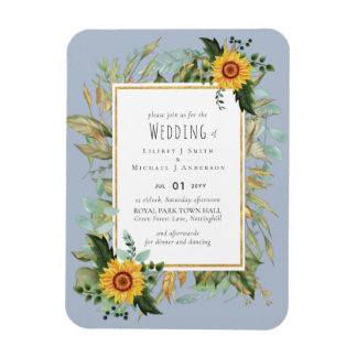 Rustic BOHO Sunflower Greenery Wedding Magneet