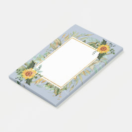 Rustic BOHO Sunflower Greenery Wedding Post-it® Notes