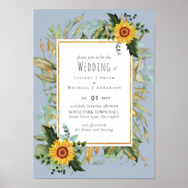 Rustic BOHO Sunflower Greenery Wedding Poster