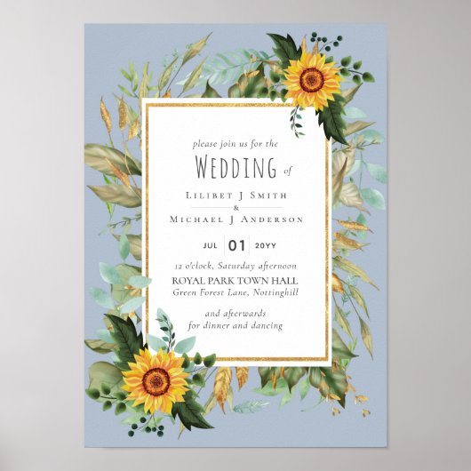 Rustic BOHO Sunflower Greenery Wedding Poster (Voorkant)