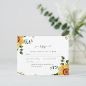 Rustic BOHO Sunflower Greenery Wedding RSVP Briefkaart (Staand voorkant)
