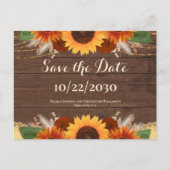 Rustic Boho Sunflower Rozen Wedding Save the Date Briefkaart (Voorkant)