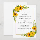 Rustic Boho Sunflower Yellow Summer Floral Wedding Kaart (Voorkant / Achterkant)