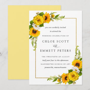 Rustic Boho Sunflower Yellow Summer Floral Wedding Kaart