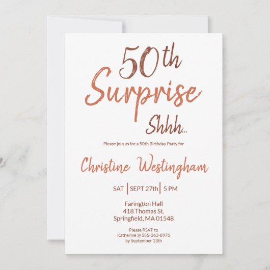 Rustic Boho Surprise 50th Birthday Invitation Kaart (Voorkant)