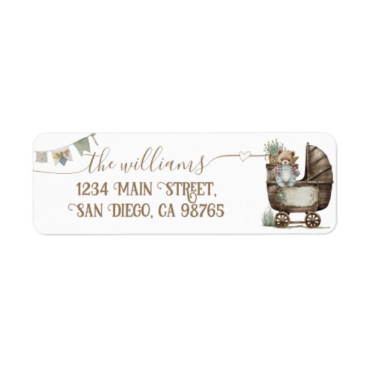 Rustic Boho teddy beer Boy baby shower Etiket (Voorkant)