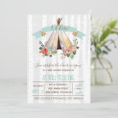 Rustic Boho Teepee Genderneutraal Baby shower Kaart (Staand voorkant)