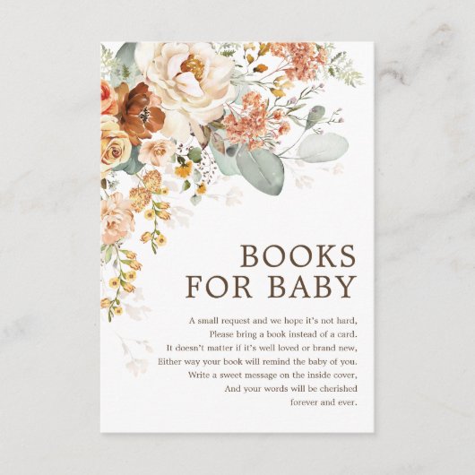 Rustic Boho Terracotta Burnt Oranje Boeken voor Ba Informatiekaartje (Voorkant)