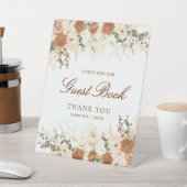 Rustic Boho Terracotta Floral Guest Book Reclamebord Met Voetstuk (Insitu)