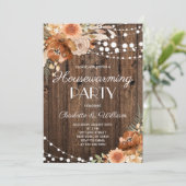 Rustic Boho Terracotta Floral Housewarming Party Kaart (Staand voorkant)