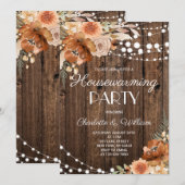 Rustic Boho Terracotta Floral Housewarming Party Kaart (Voorkant / Achterkant)