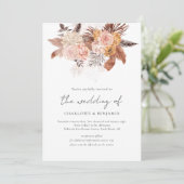 Rustic Boho Terracotta Floral QR Code Weddenschap Kaart (Staand voorkant)