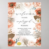 Rustic Boho Terracotta Floral Unplugged Wedding Poster (Voorkant)