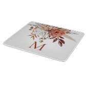 Rustic Boho Terracotta Florals Monogram Initiaal Snijplank (Hoek)