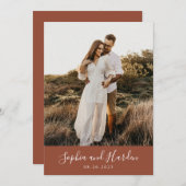 Rustic Boho Terracotta Monogram Foto Weddenschap Kaart (Voorkant / Achterkant)