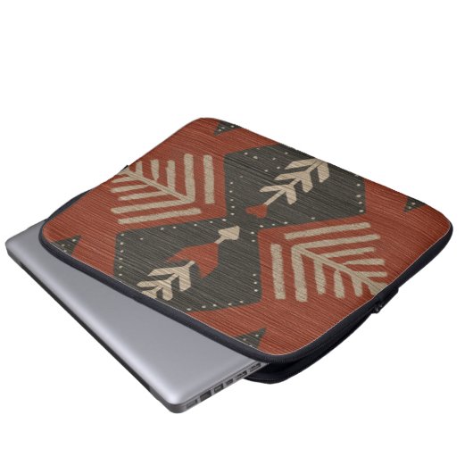 Rustic Boho Terracotta Print Electronics Bag Laptop Sleeve (Voorkant onderkant)