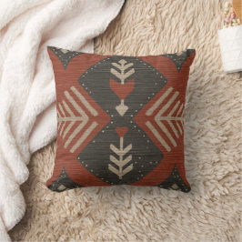 Rustic Boho Terracotta Print Throw Pillow Kussen