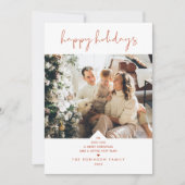 Rustic Boho Terracotta Rust Elegant Script Photo Feestdagenkaart (Voorkant)