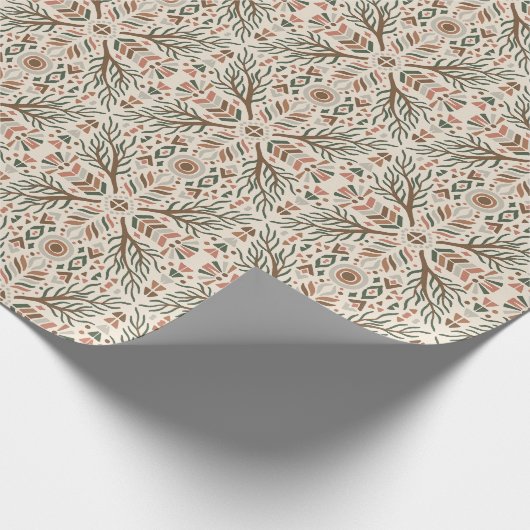 Rustic Boho Tribal Earth Tones Geometrisch patroon Cadeaupapier (Hoek)