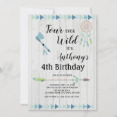Rustic Boho Tribal Four Ever Wild 4th Birthday Kaart (Voorkant)