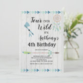 Rustic Boho Tribal Four Ever Wild 4th Birthday Kaart (Staand voorkant)