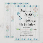 Rustic Boho Tribal Four Ever Wild 4th Birthday Kaart (Voorkant / Achterkant)