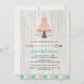 Rustic Boho Tribal Teepee Baby shower Invitation Kaart (Voorkant)