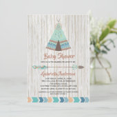 Rustic Boho Tribal Teepee Baby shower Kaart (Staand voorkant)