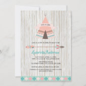 Rustic Boho Tribal Teepee Girl Baby shower Kaart (Voorkant)