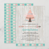 Rustic Boho Tribal Teepee Girl Baby shower Kaart (Voorkant / Achterkant)
