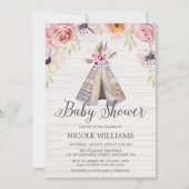 Rustic Boho Tribal Teepee Girl Baby shower Kaart (Voorkant)
