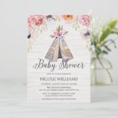 Rustic Boho Tribal Teepee Girl Baby shower Kaart (Staand voorkant)