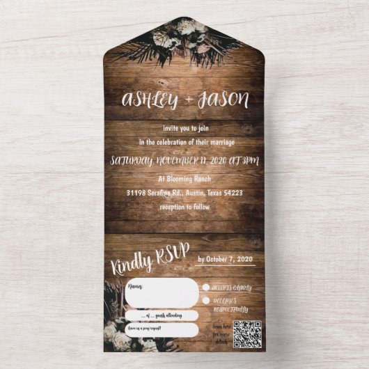 Rustic boho trouwuitnodiging all in one uitnodiging (Binnen)