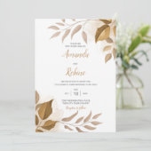 Rustic Boho verlaat huwelijksuitnodiging Kaart (Staand voorkant)