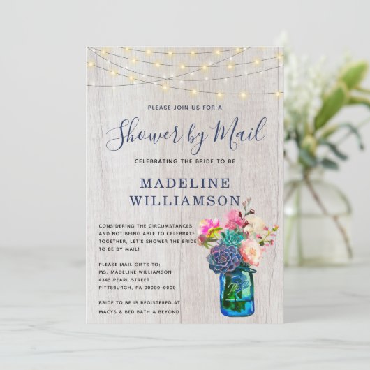 Rustic Boho Vrijgezellenfeest van Mail Mason Jar L Kaart (Staand voorkant)