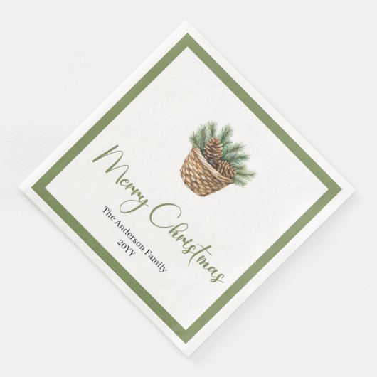 Rustic Boho Watercolor Christmas Tree Festive  Servet (Hoek)