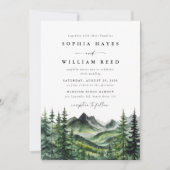 Rustic Boho Watercolor Mountain Wedding Kaart (Voorkant)
