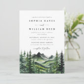 Rustic Boho Watercolor Mountain Wedding Kaart (Staand voorkant)