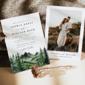 Rustic Boho Watercolor Mountain Wedding Kaart